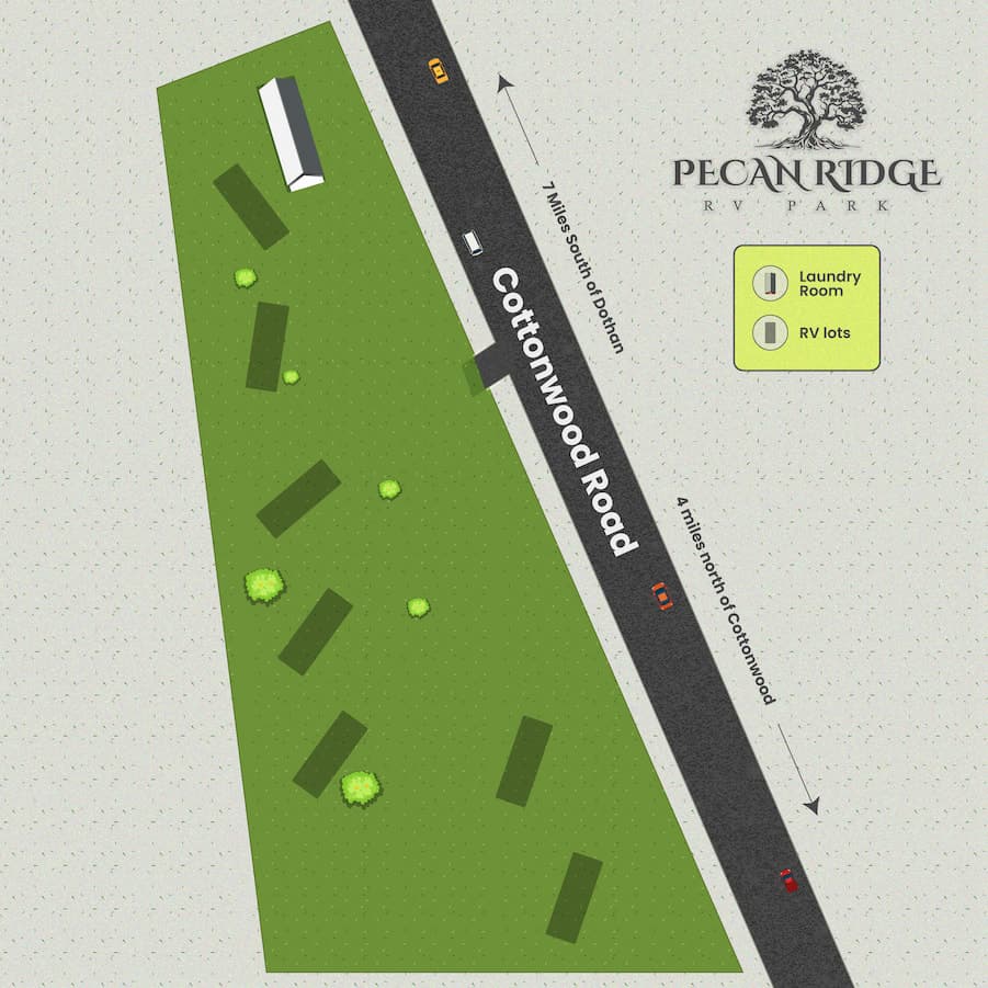 Pecan Hollow Park map showing all lots and amenities